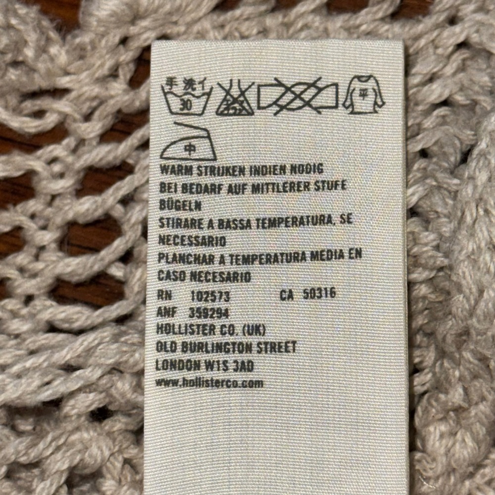 Vintage Y2K Style Hollister Crochet Hooded Fringe Knit Top XS Beach‎ Preppy Boho - Picture 7 of 9